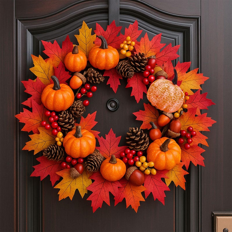 HANSGO 50 PCS Artificial Pumpkins Set Fall Decorations, Fake Pumpkins, Pinecones Acorns and Maple Leaves for Harvest Decorating Thanksgiving Table Decor - Image 5